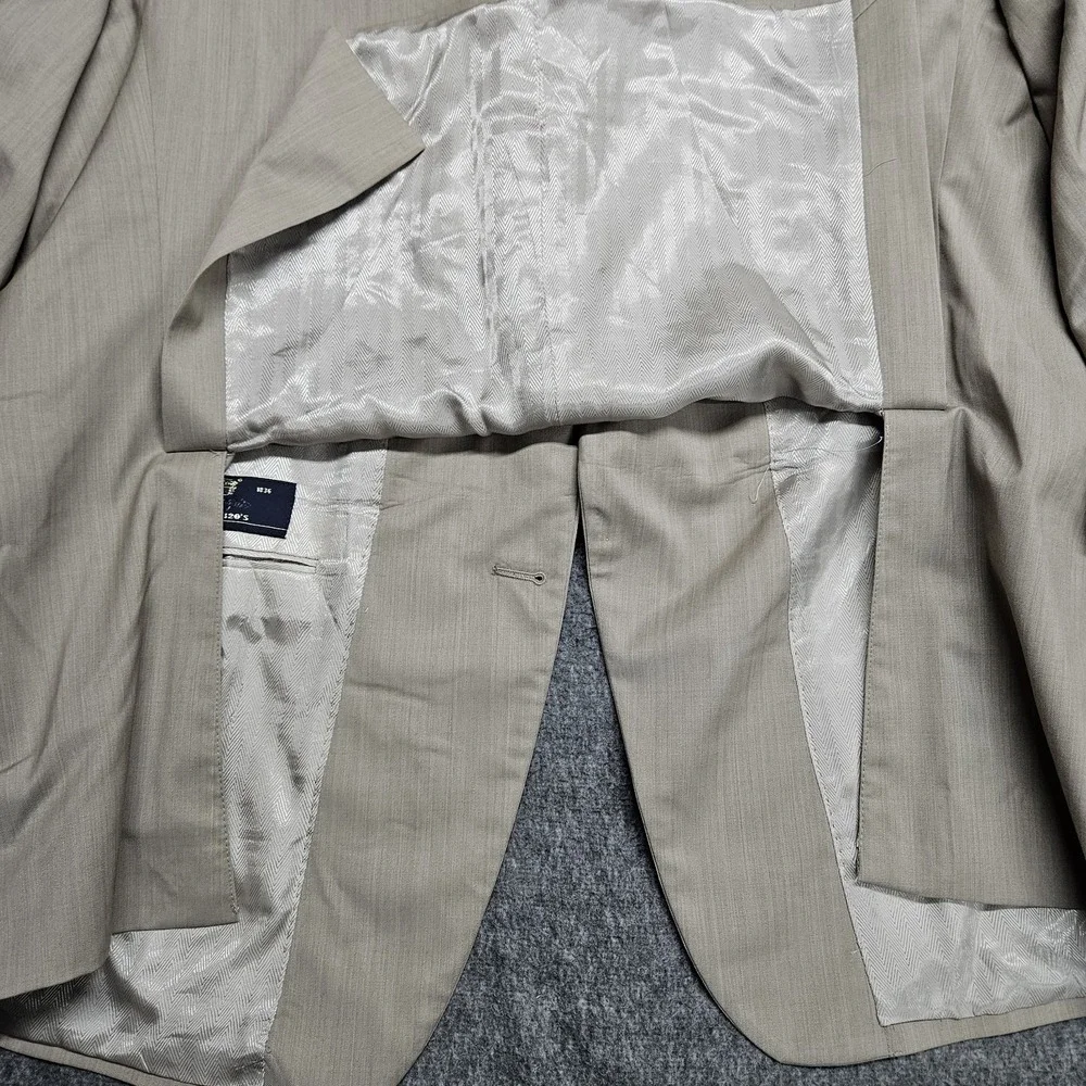 MARZOTTO SUPER 120 Joseph Abboud Men's Beige Tan Wool Blazer 48R